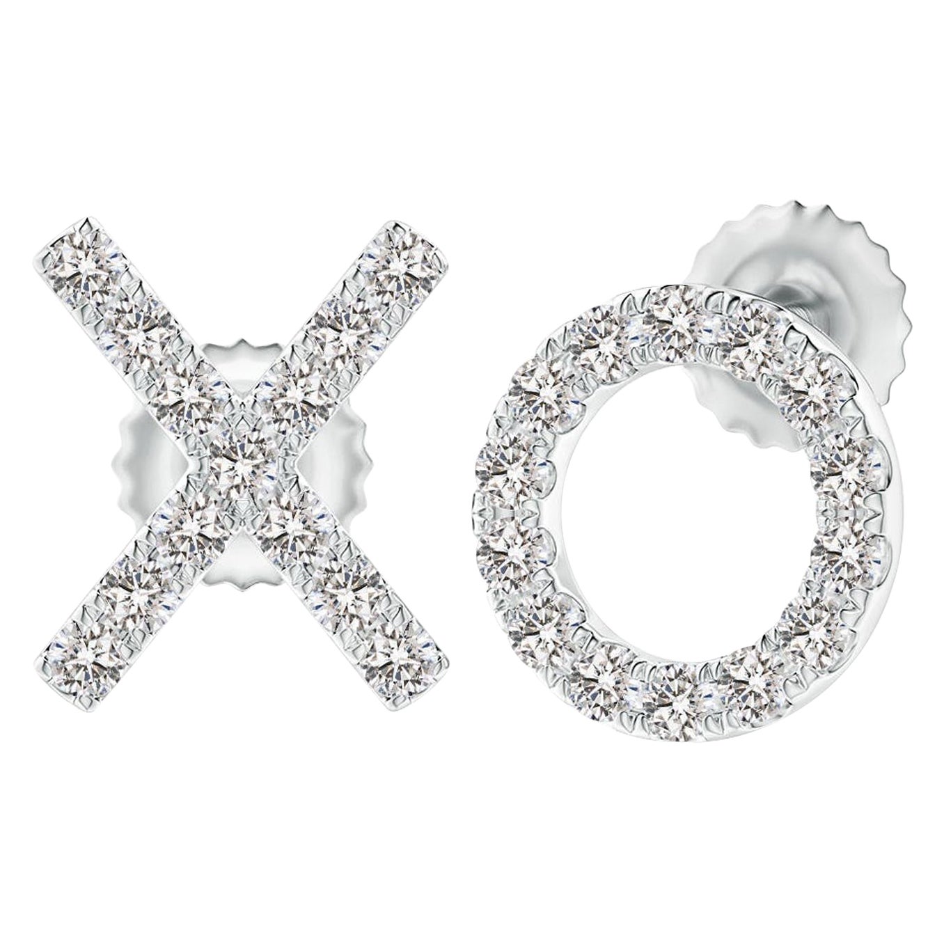 Natürliche Diamant-XO-Ohrstecker aus 14K Weißgold (0.2cttw Farbe-I-J) im Angebot