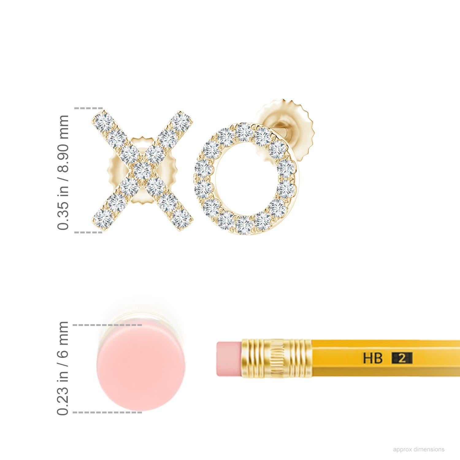 The XO stud earrings designed in 14k yellow gold are simply fascinating. Sparkling round diamonds in a U pava setting brilliantly embellish the XO pattern, adding a dazzling touch to these adorable stud earrings.
Diamond is the Birthstone for April