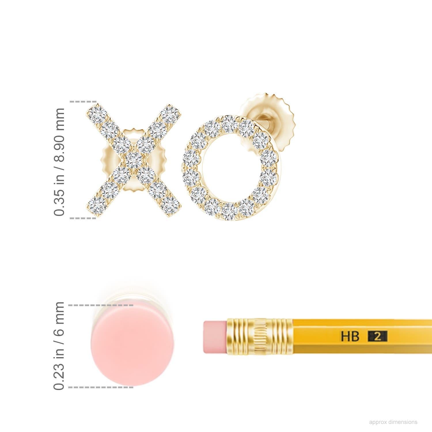 The XO stud earrings designed in 14k yellow gold are simply fascinating. Sparkling round diamonds in a U pava setting brilliantly embellish the XO pattern, adding a dazzling touch to these adorable stud earrings.
Diamond is the Birthstone for April