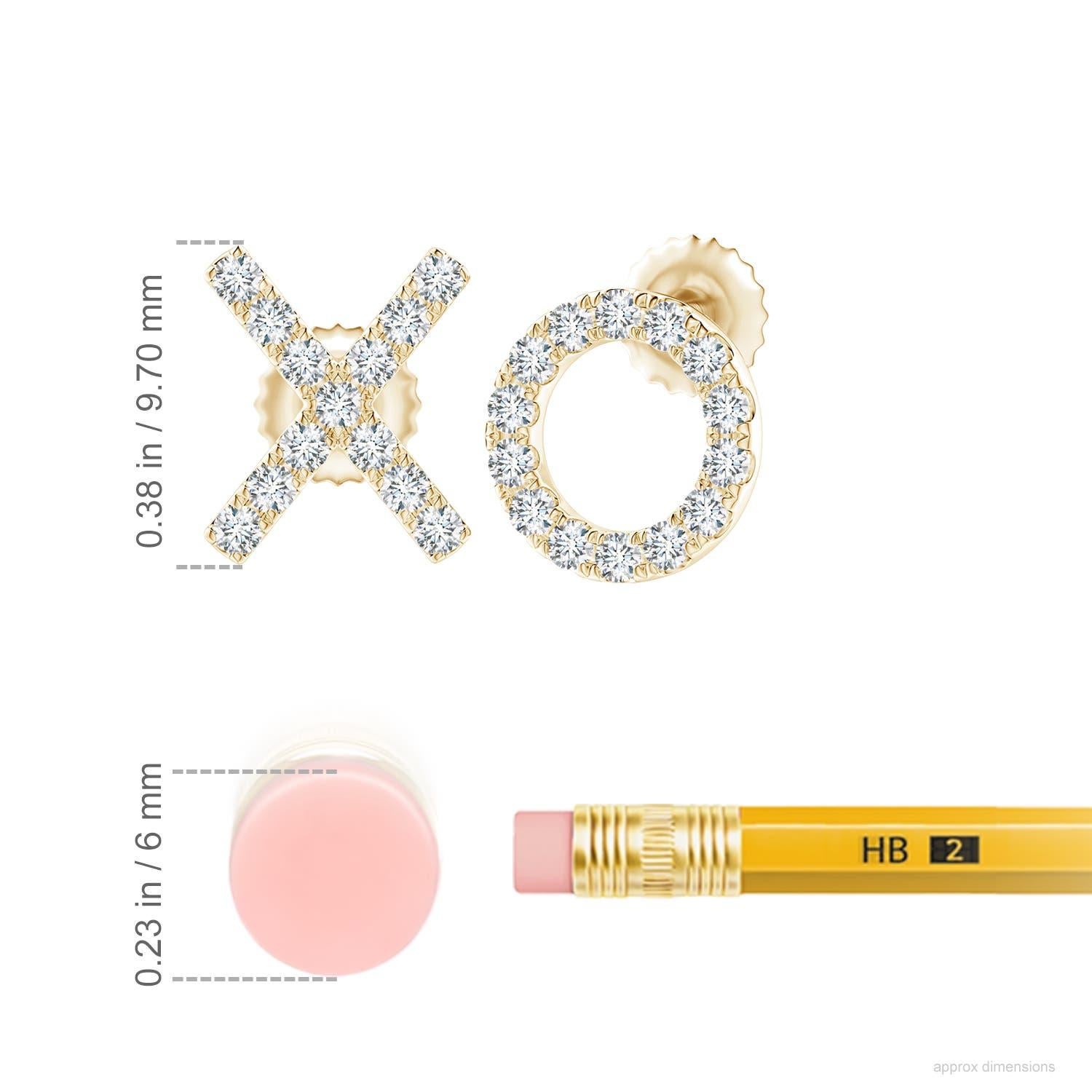 The XO stud earrings designed in 14k yellow gold are simply fascinating. Sparkling round diamonds in a U pava setting brilliantly embellish the XO pattern, adding a dazzling touch to these adorable stud earrings.
Diamond is the Birthstone for April