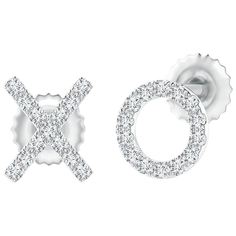 Natürlicher Diamant XO Ohrstecker aus Platin (0,08cttw Farbe-G Reinheit-VS2)