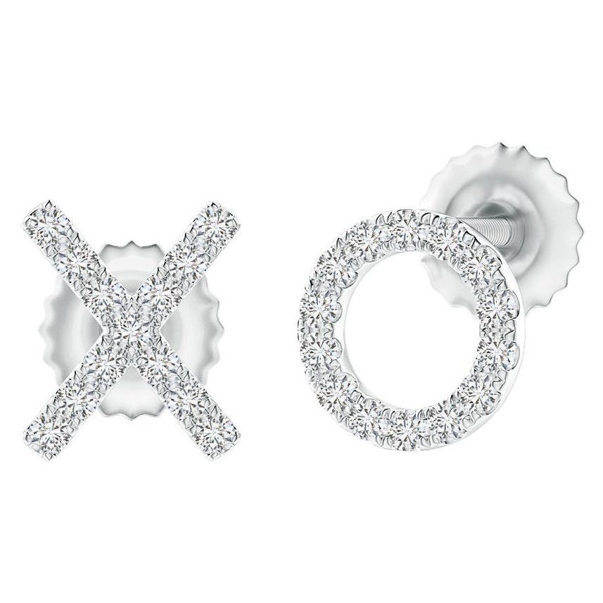 Natürlicher Diamant XO Ohrstecker aus Platin (0,08cttw Farbe-H Reinheit-SI2)