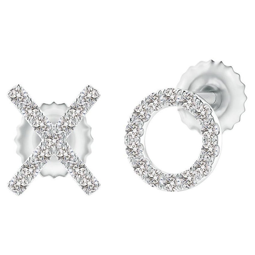 Natürlicher Diamant XO Ohrstecker aus Platin (0,08cttw  Farbe-I-J)
