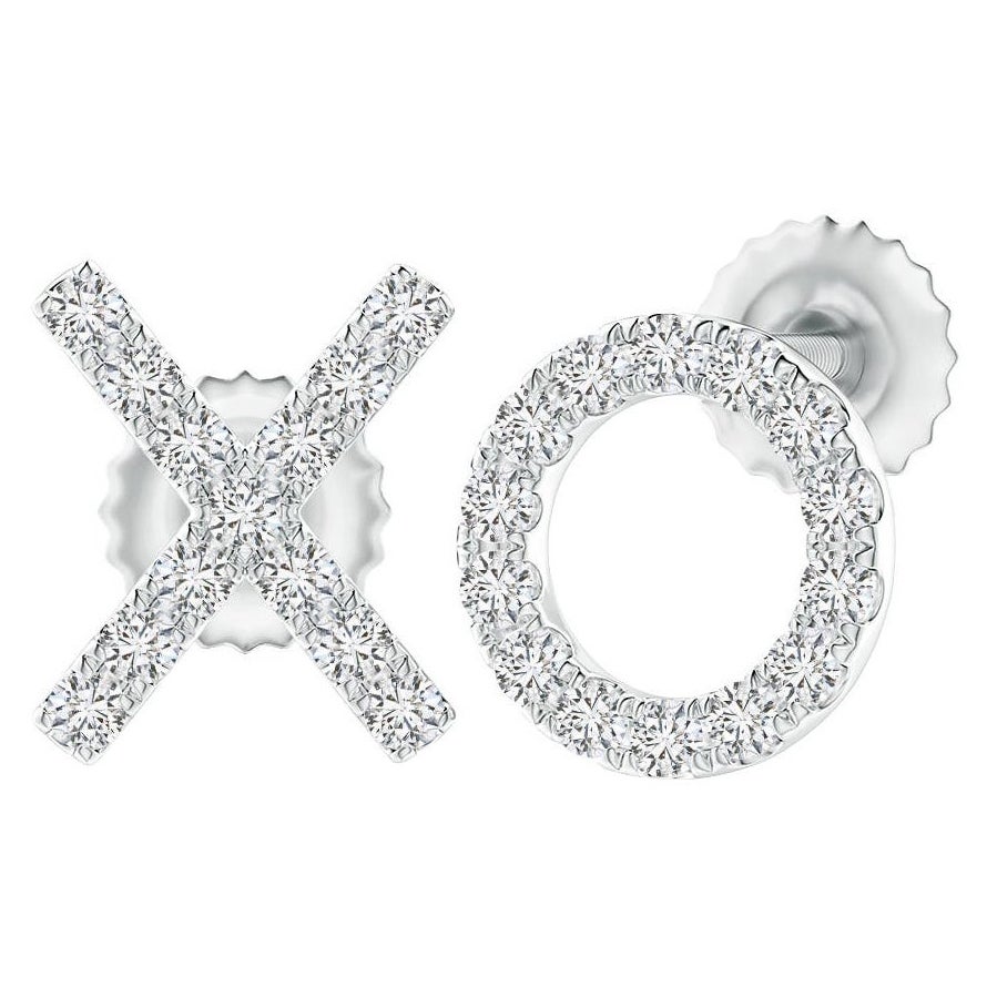 Natürlicher Diamant XO Ohrstecker aus Platin (0,17cttw Farbe-H Reinheit-SI2)