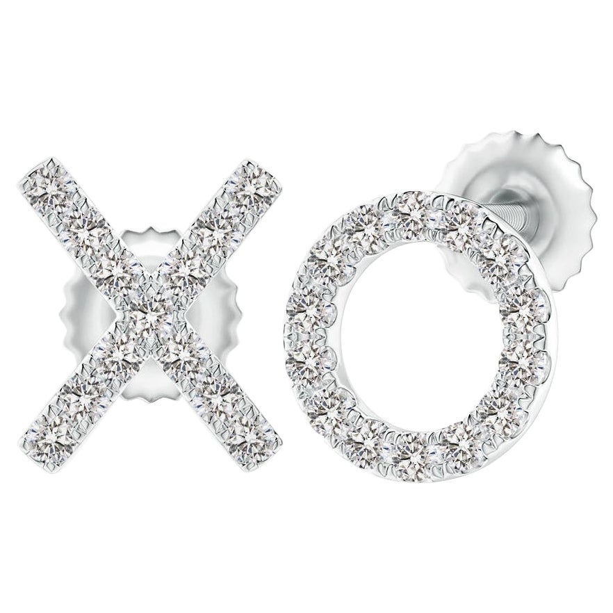 Natürliche Diamant-XO-Ohrstecker aus Platin (0,17cttw Farbe-I-J)