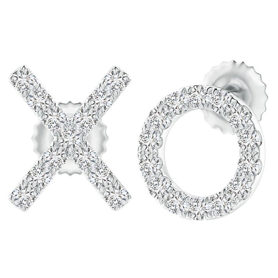 Natürlicher Diamant XO Ohrstecker aus Platin (0.2cttw Farbe-H Reinheit-SI2)