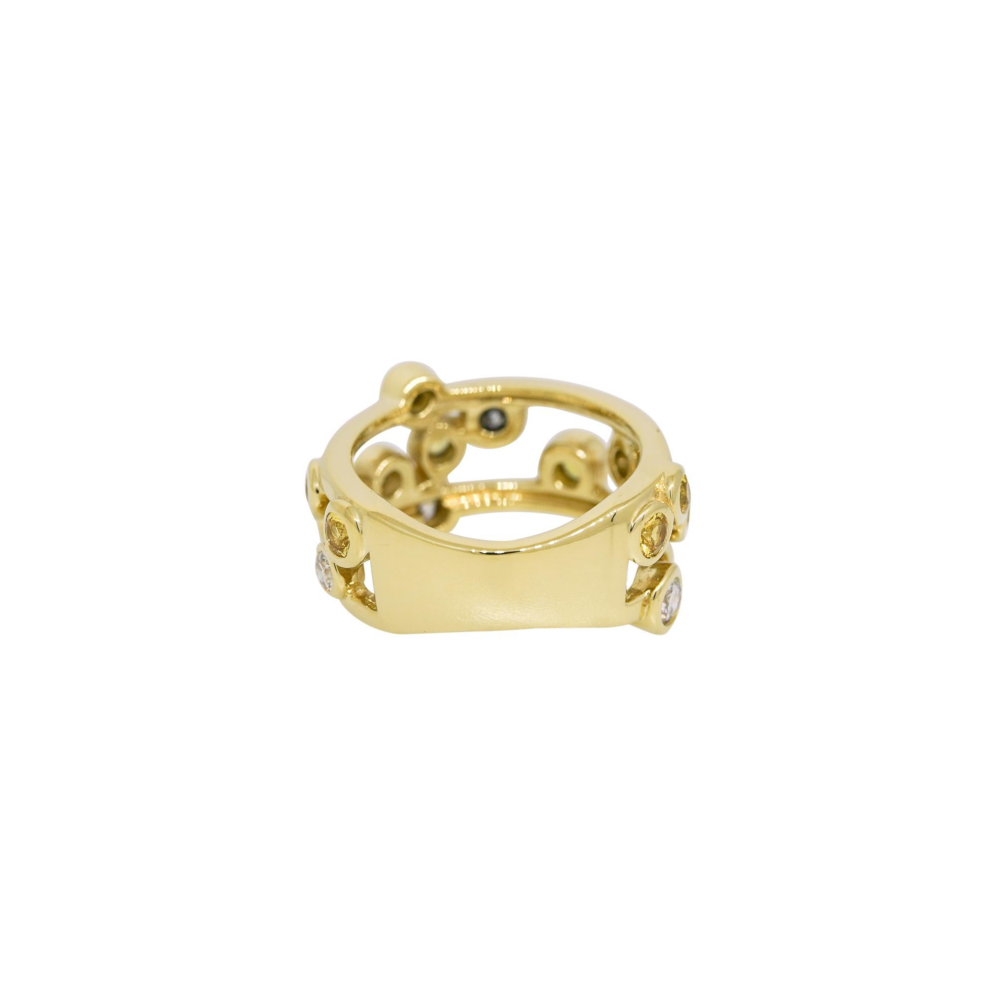 Natural Diamond & Yellow Sapphire Bezel-Set 18-Karat Floating Ring In Stock 1