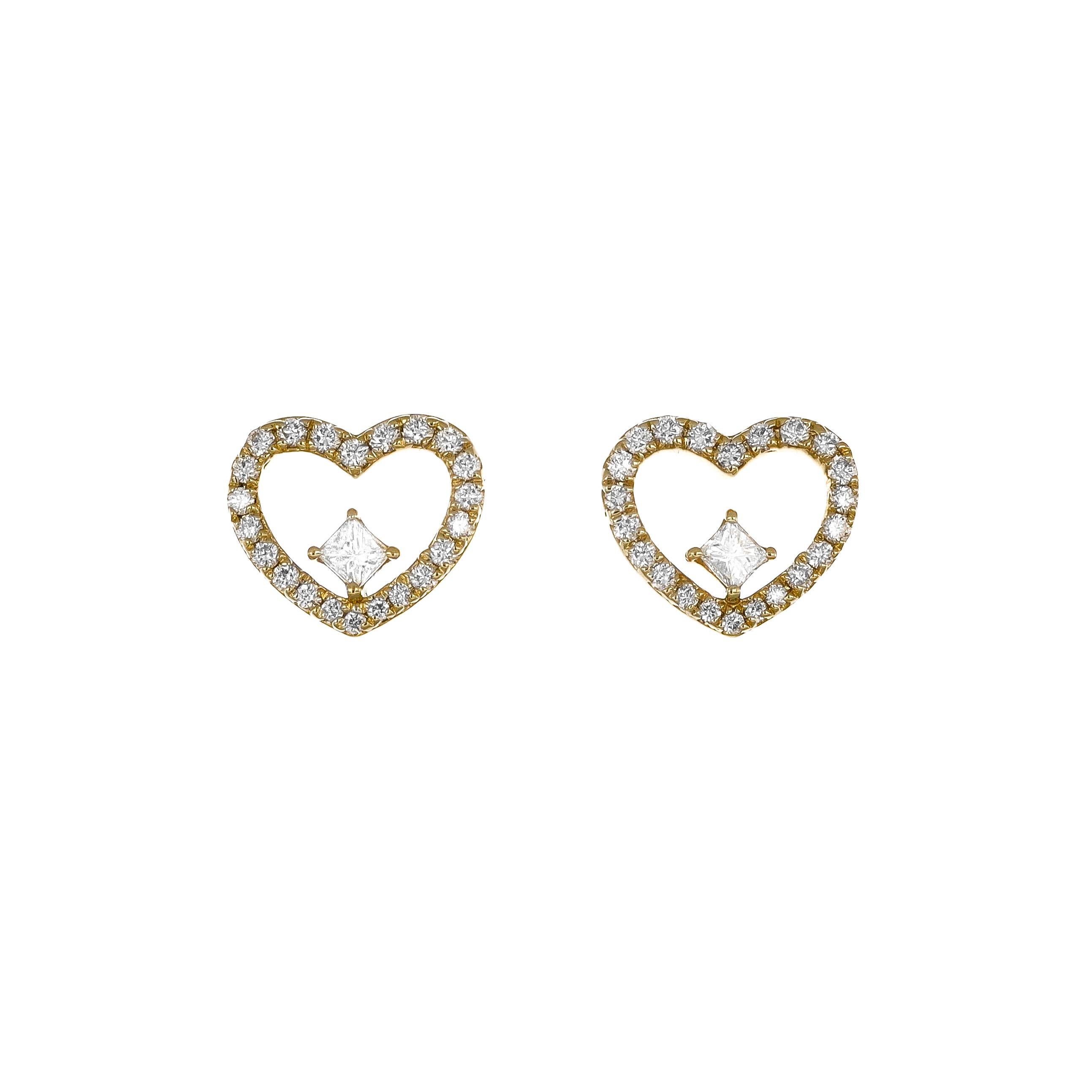 Diamanti naturali da 0,25 carati Orecchini a forma di cuore in oro bianco 18KT in vendita 2