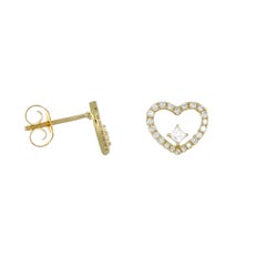Natural diamonds 0.25 carats 18KT Yellow Gold Heart Shape Stud Earrings
