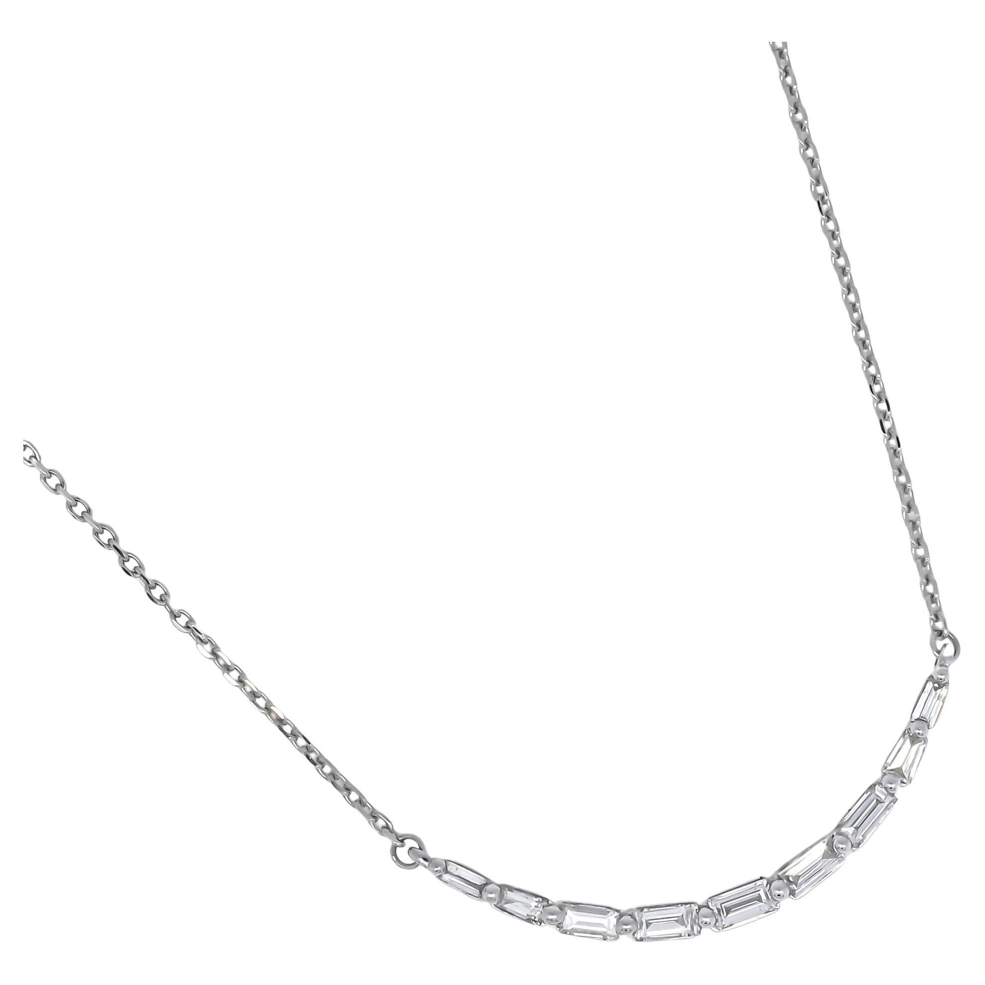 Collana con diamanti naturali da 0,25 carati, a fila singola e orizzontale, con baguette