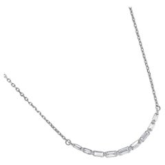 Collana con diamanti naturali da 0,25 carati, a fila singola e orizzontale, con baguette