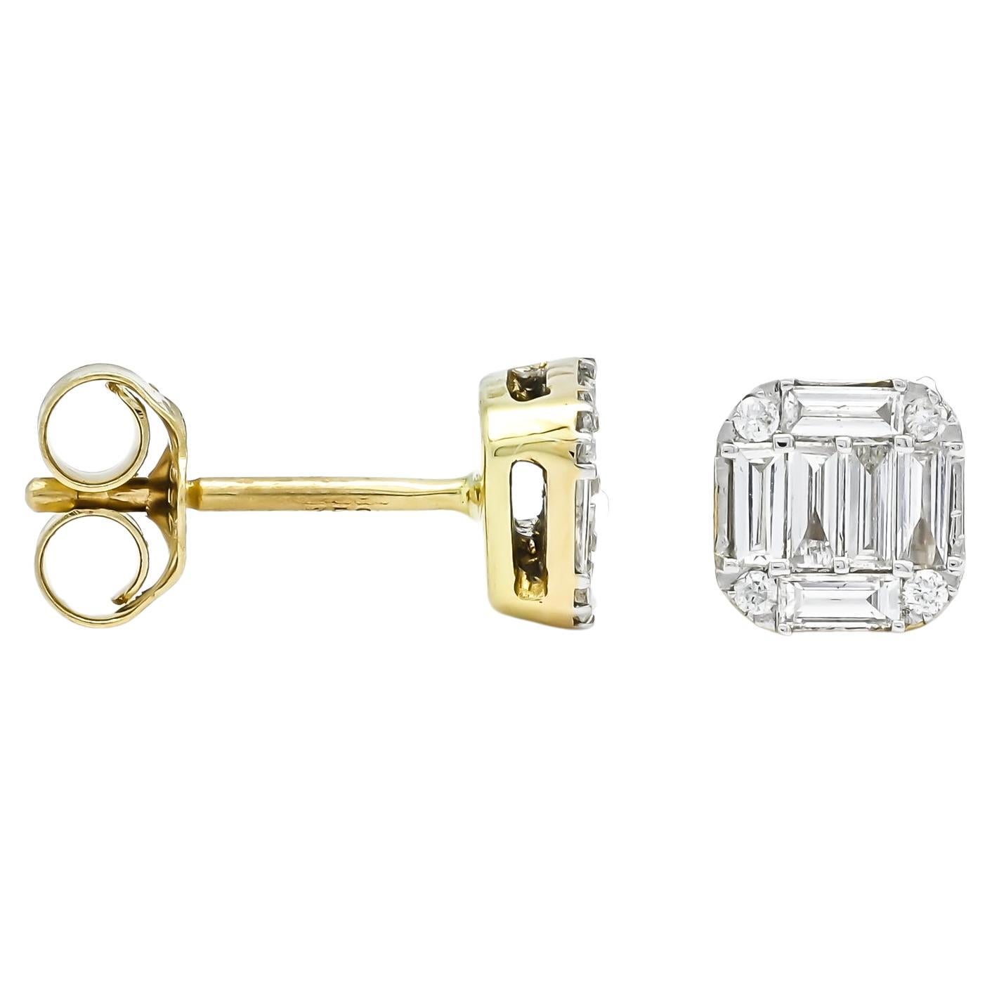 Modern Natural Diamonds 0.27 cts in 18KT White Gold Petite Stud Earrings E09332 For Sale