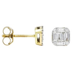 Pendientes de oro amarillo de 18 quilates con diamantes naturales de 0,27 quilates E09332