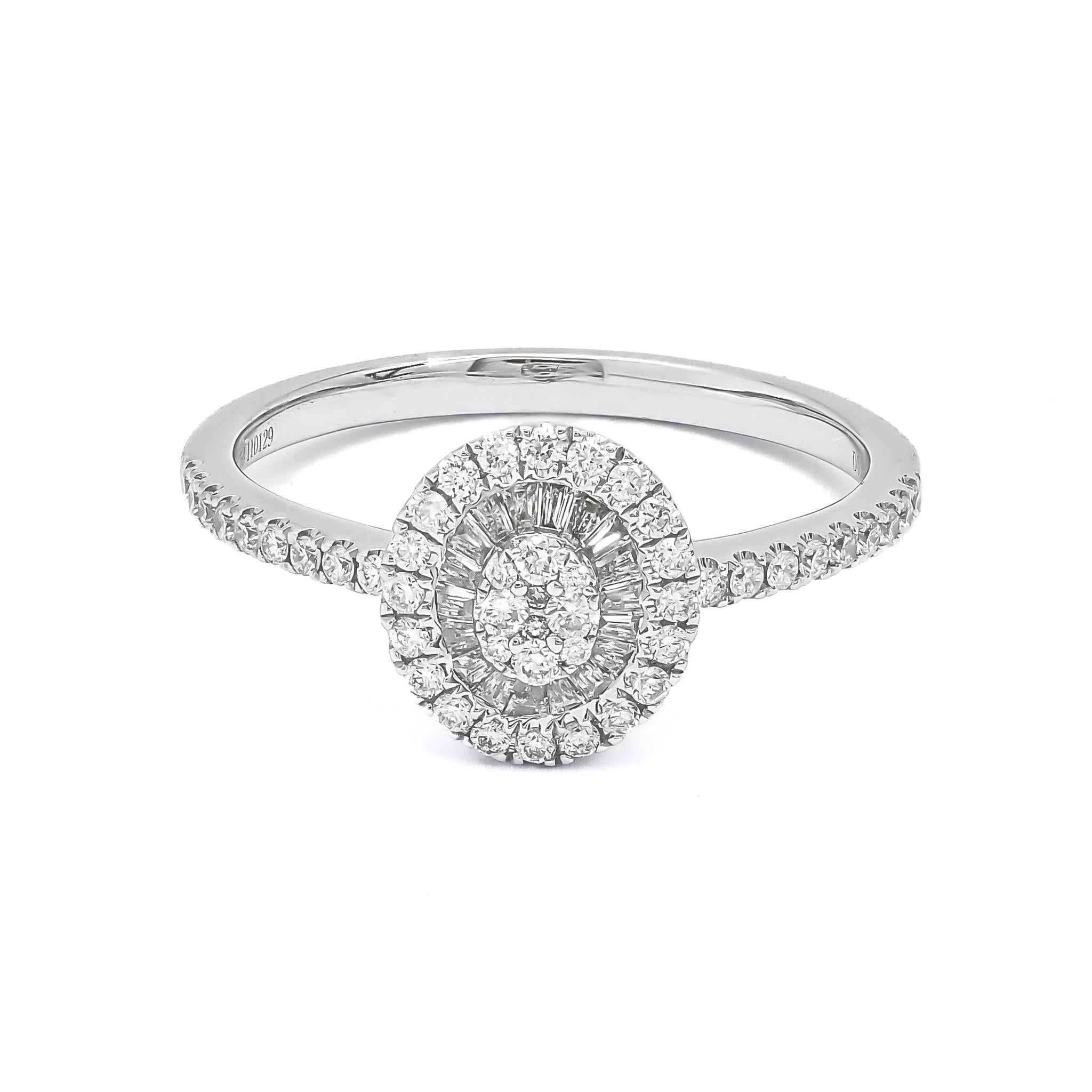 Natural Diamonds 0.40 carats 18kt White Gold Starburst Cluster Anniversary Ring For Sale 1