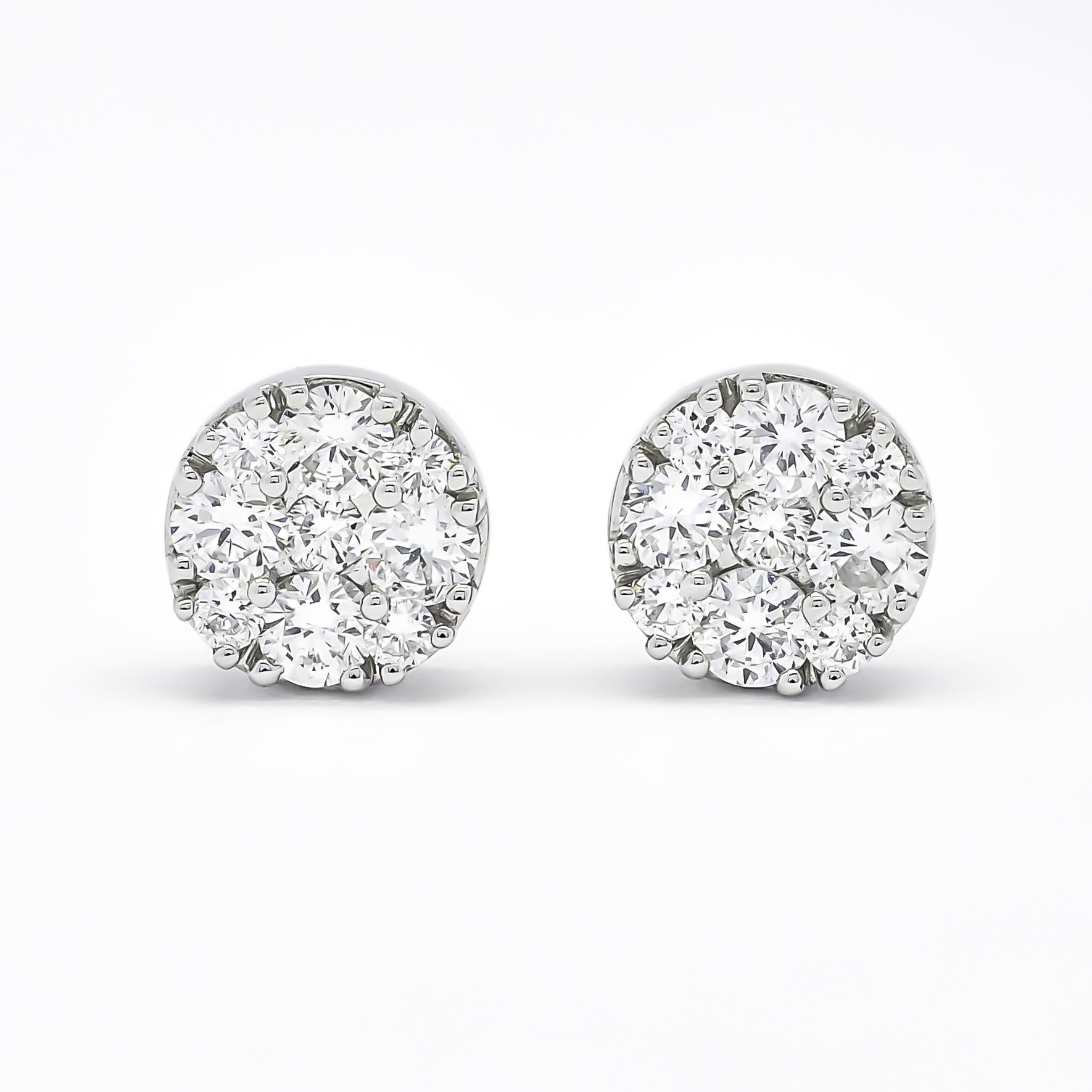 Diamants naturels 0,40 carat  Boucles d'oreilles en or blanc 18 ct The Modern Cluster en vente 2