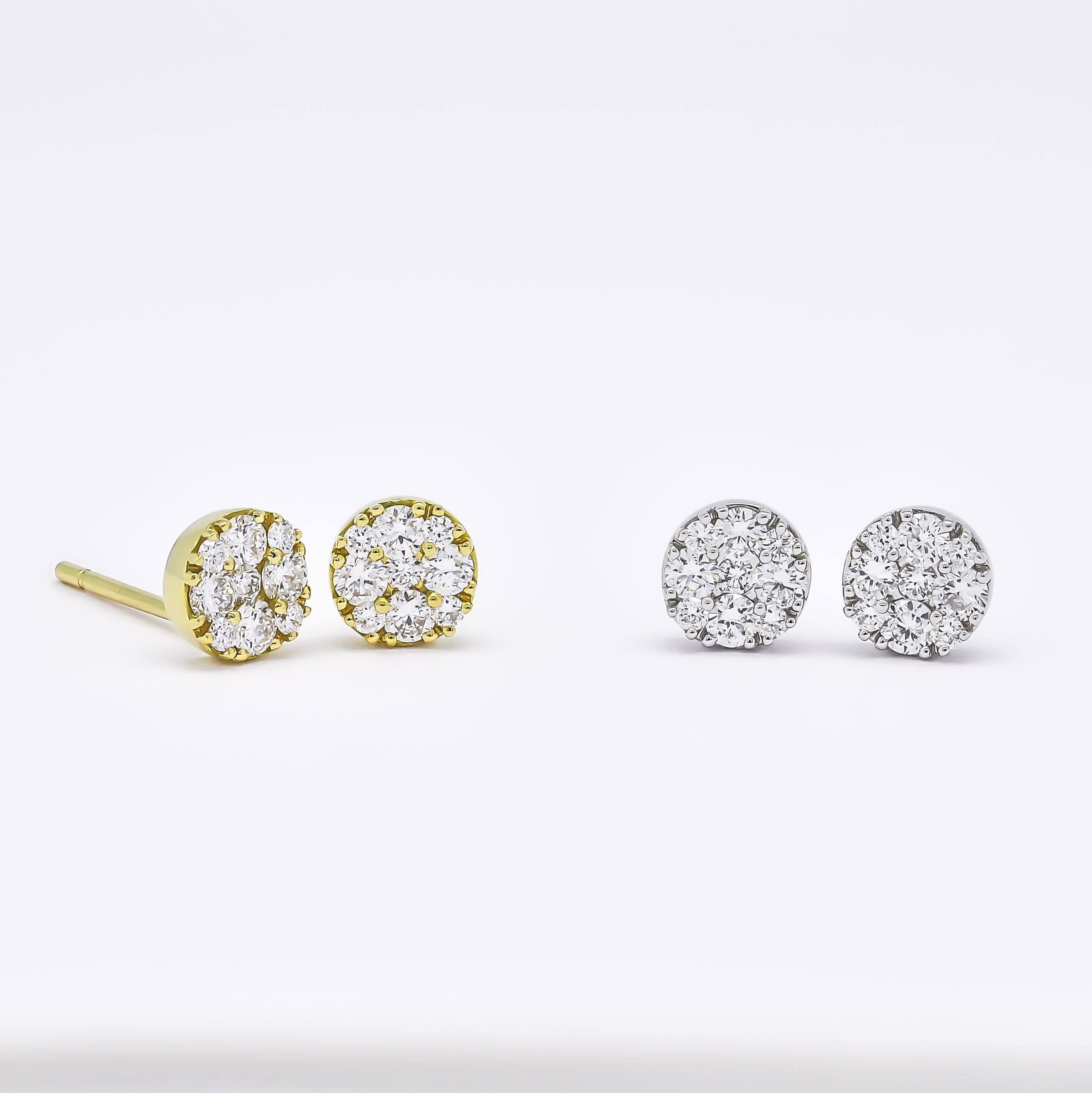 Diamants naturels 0.40 cts Boucles d'oreilles Modernity en or jaune 18 carats Neuf - En vente à Antwerpen, BE