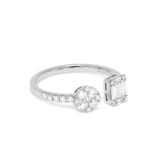 Natural Diamonds 0.49 carats 18KT White Gold  Multi Shape Cluster Statement Ring