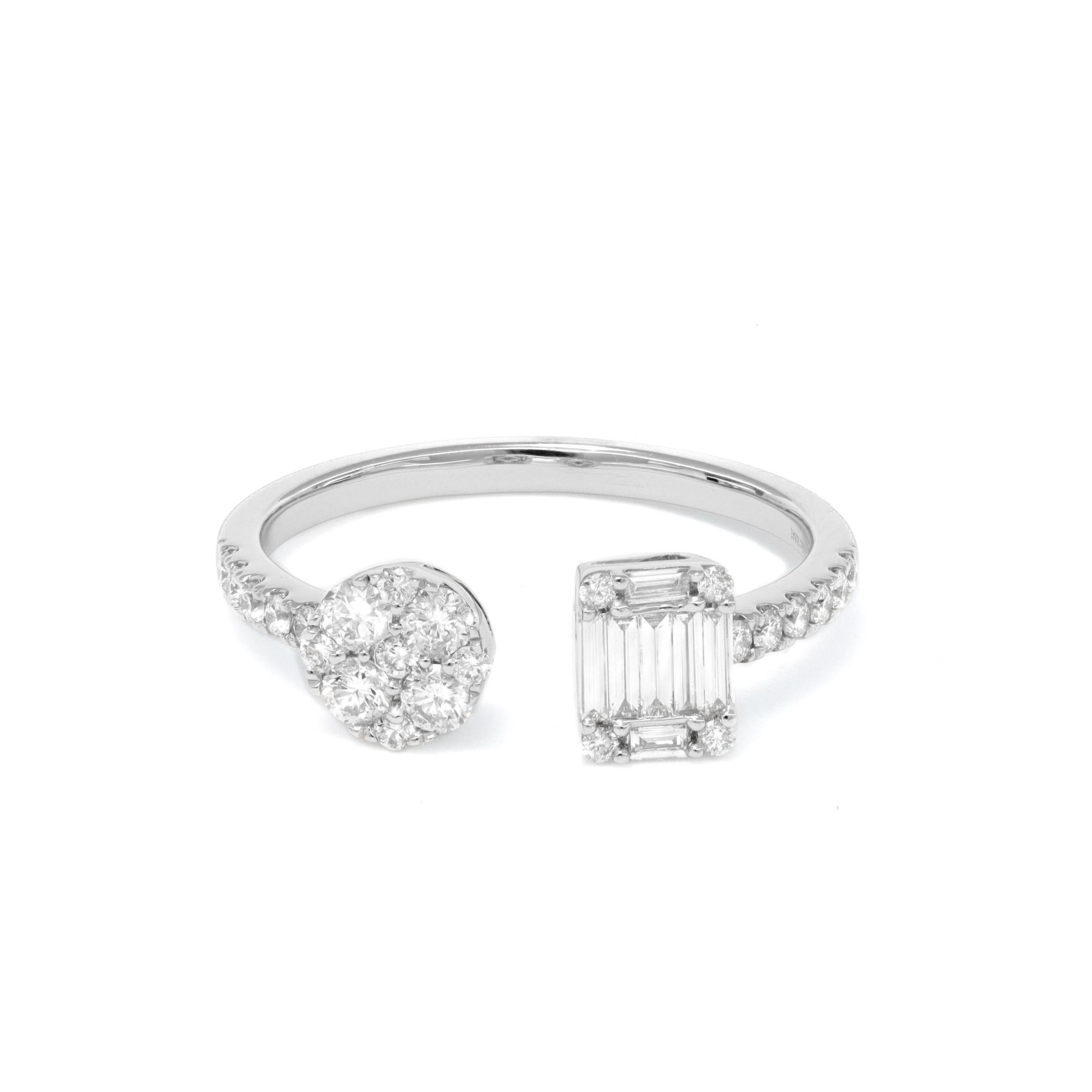 Natürliche Diamanten 0,49 Karat 18KT Weißgold  Mehrfarbiger Cluster Statement-Ring im Zustand „Neu“ im Angebot in Antwerpen, BE