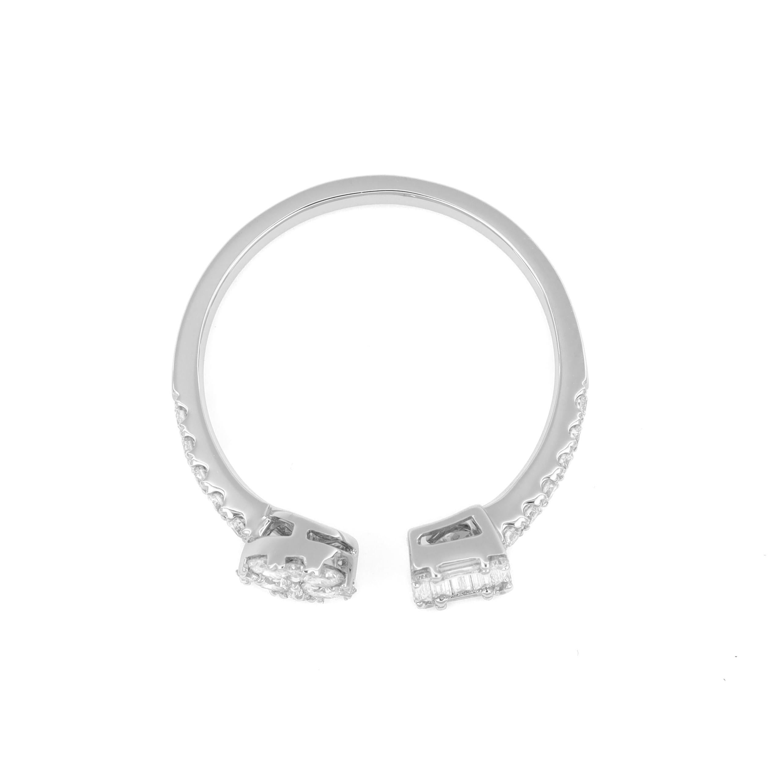 Natürliche Diamanten 0,49 Karat 18KT Weißgold  Mehrfarbiger Cluster Statement-Ring Damen im Angebot