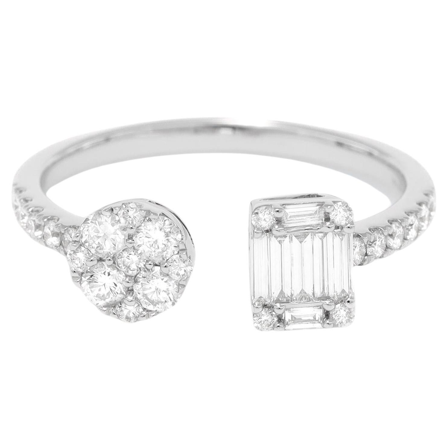 Natural Diamonds 0.49 carats 18KT White Gold  Multi Shape Cluster Statement Ring