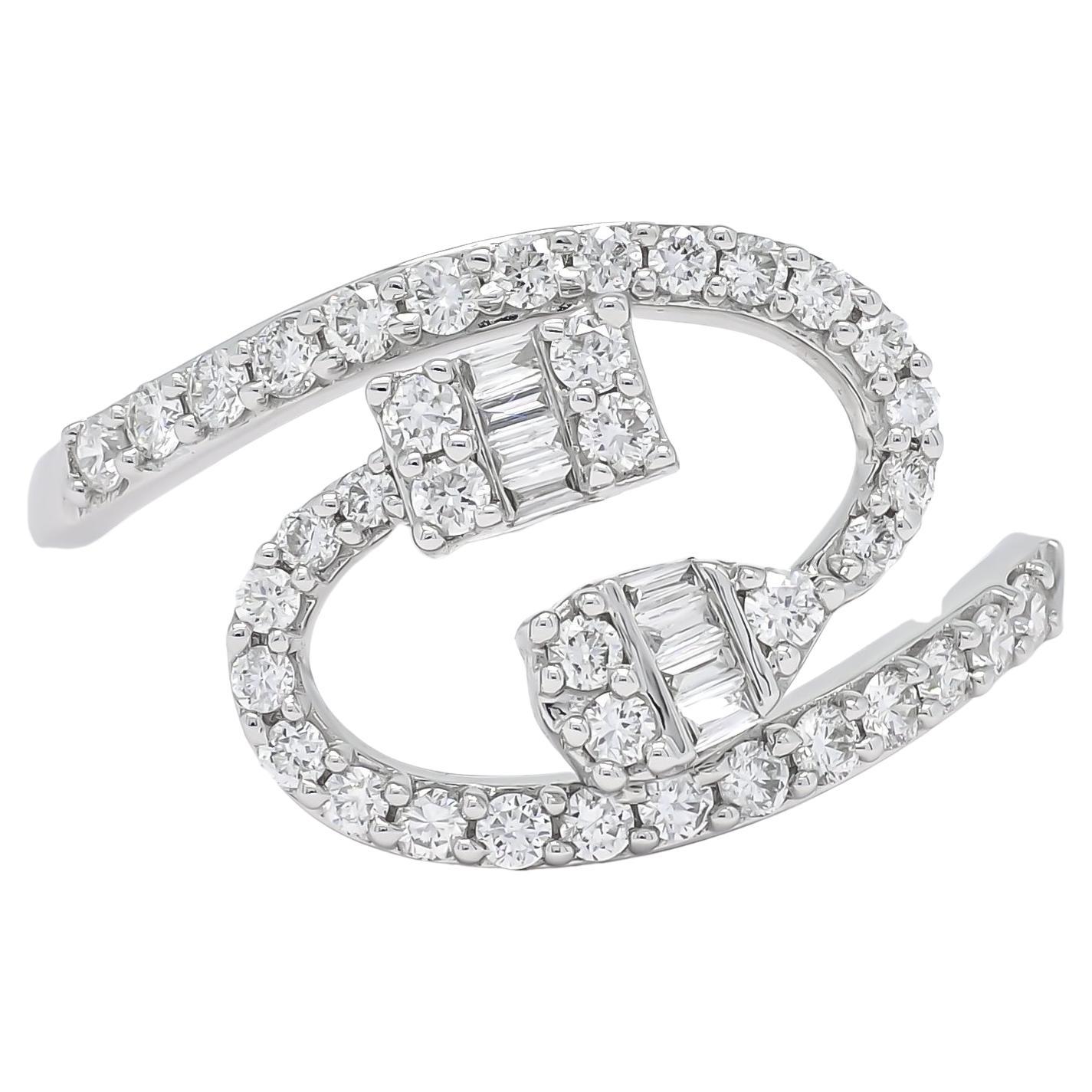 Art Nouveau Natural Diamonds 0.50 CT 18KT White Gold Designer Statement Ring For Sale