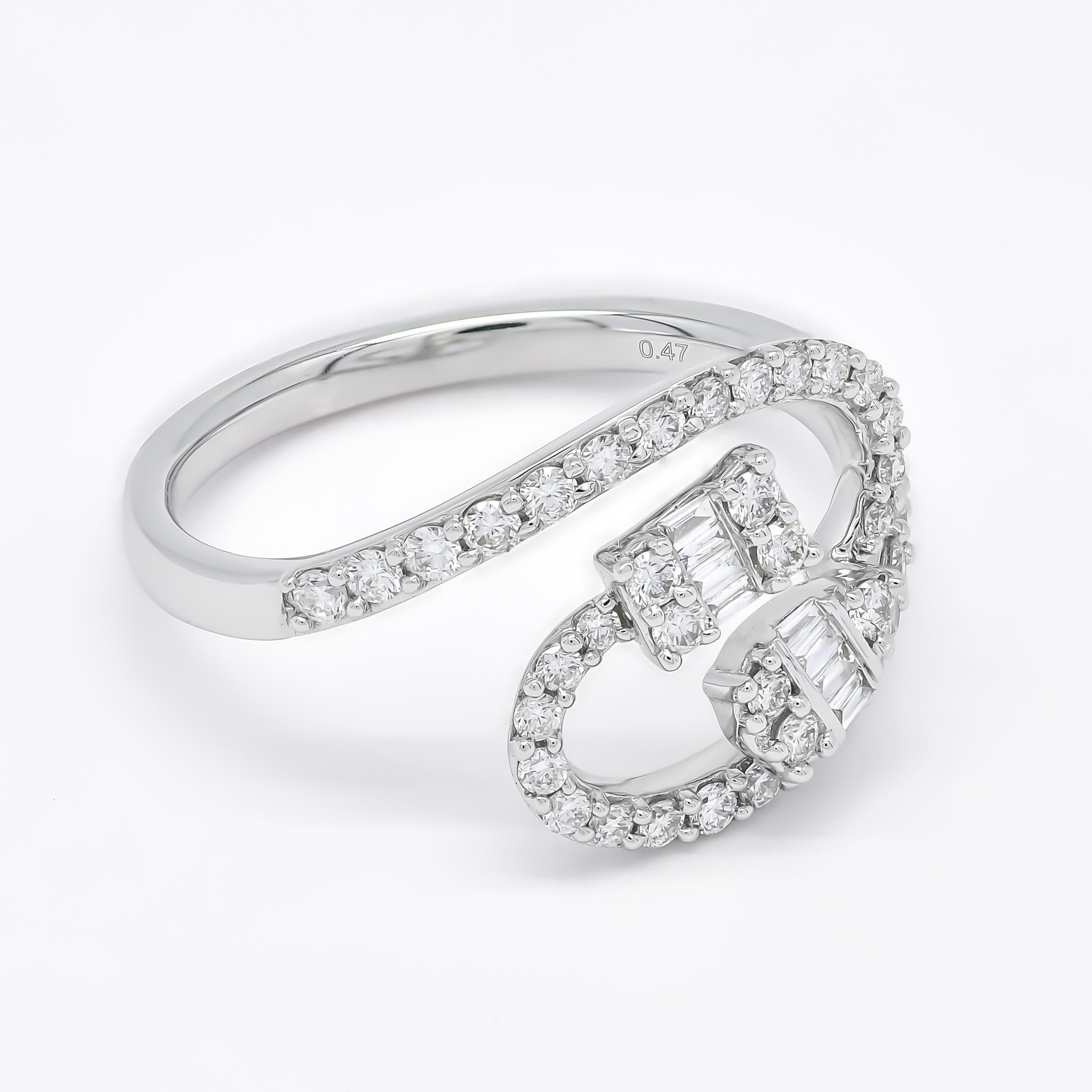 Natural Diamonds 0.50 CT 18KT White Gold Designer Statement Ring For Sale 1