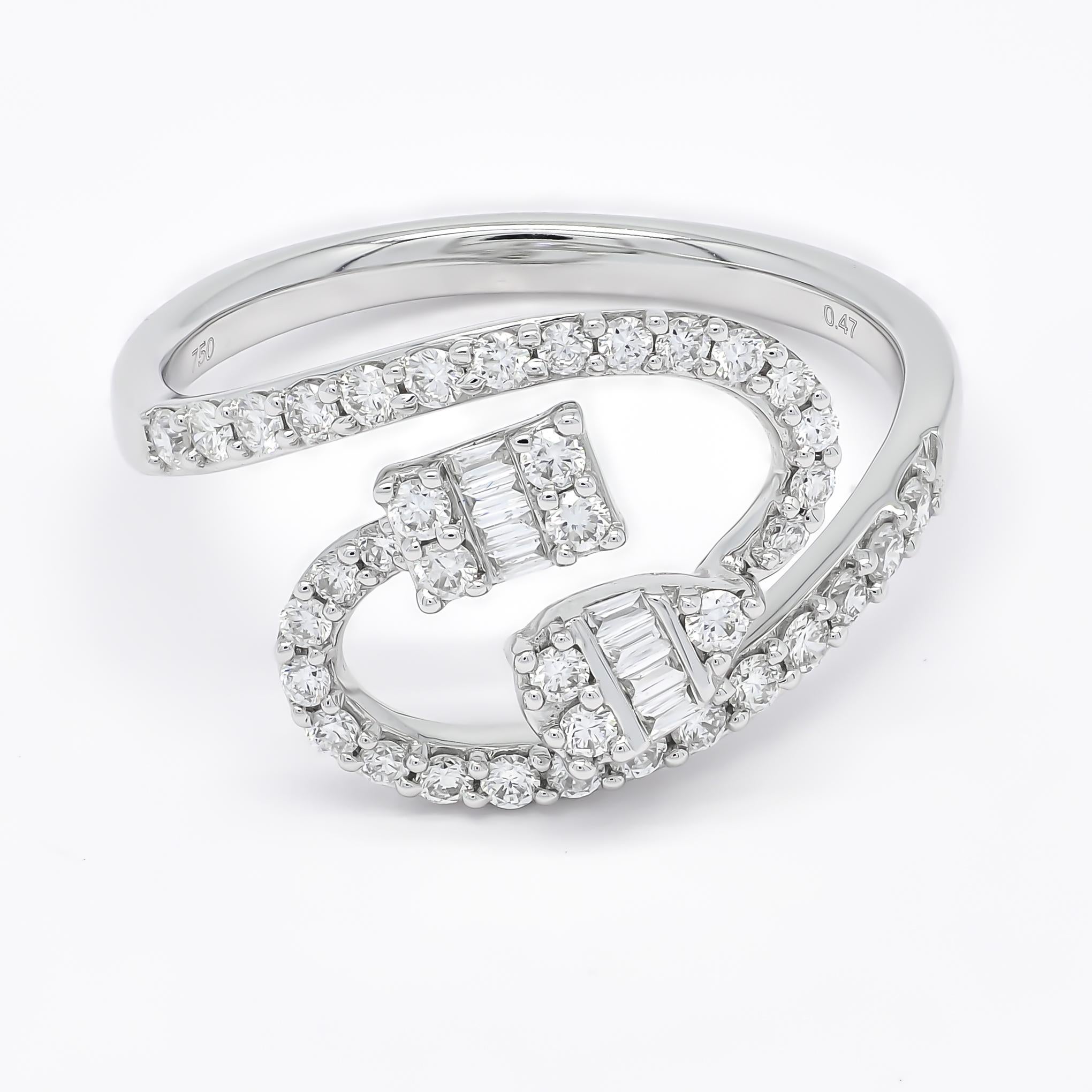 Natural Diamonds 0.50 CT 18KT White Gold Designer Statement Ring For Sale 3