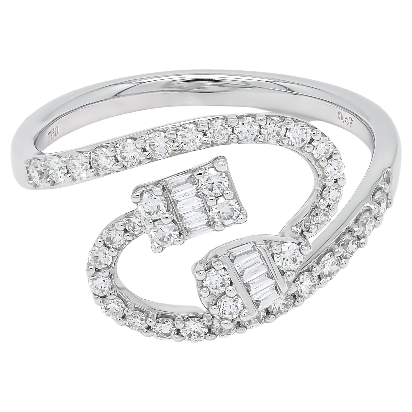 Bague en or blanc 18KT avec diamants naturels 0.50 CT