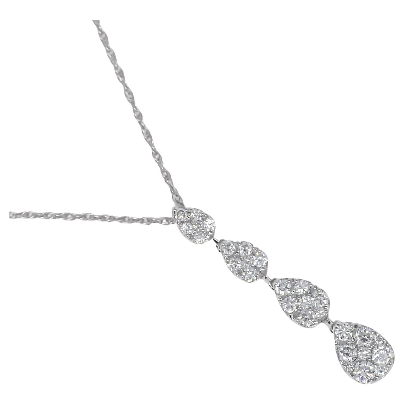 Natürliche Diamanten 0,53 Karat 18 Karat Weißgold 4 Cluster Kette Anhänger
