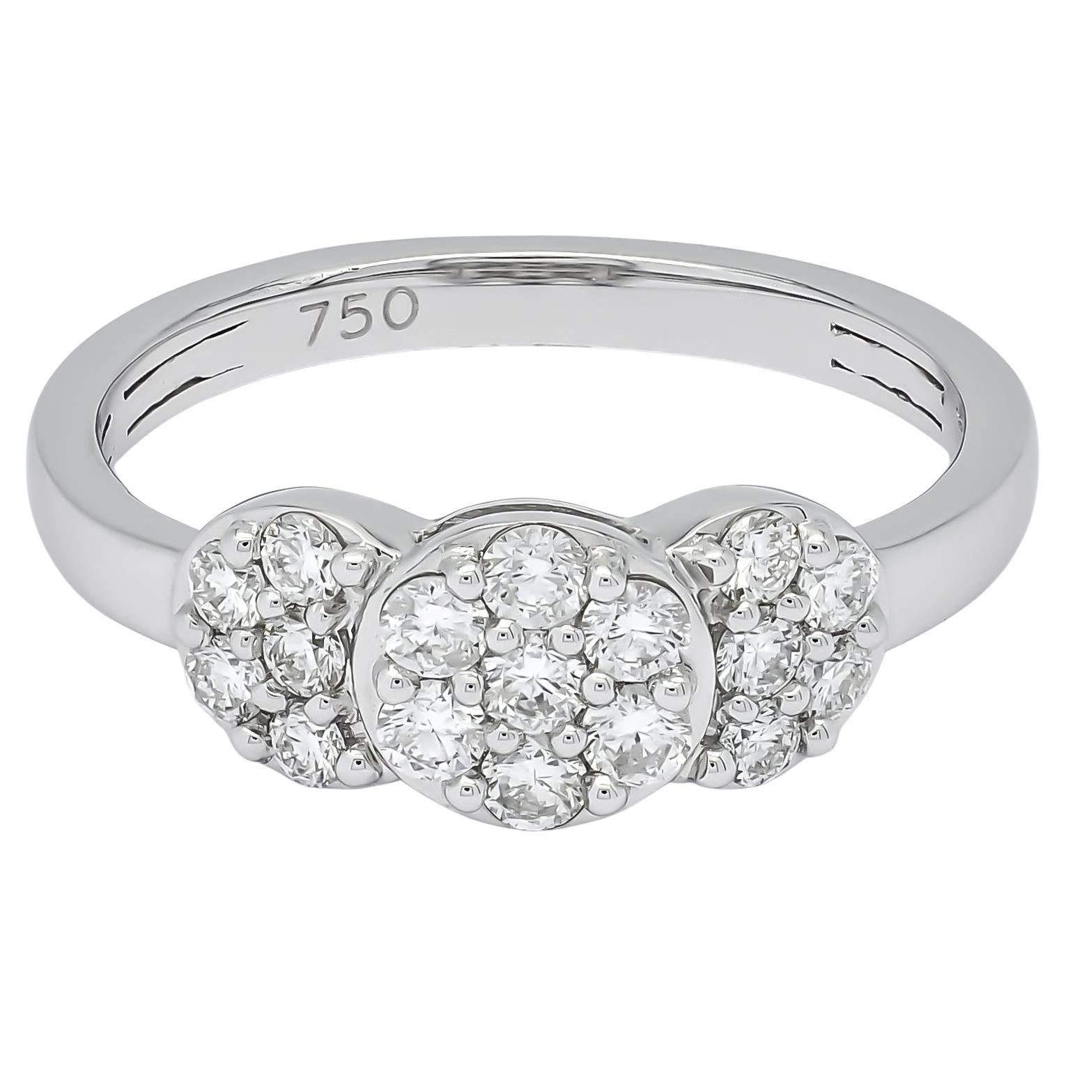 Verlobungsring mit natürlichen Diamanten 0,52 Karat 18KT Weißgold-Cluster