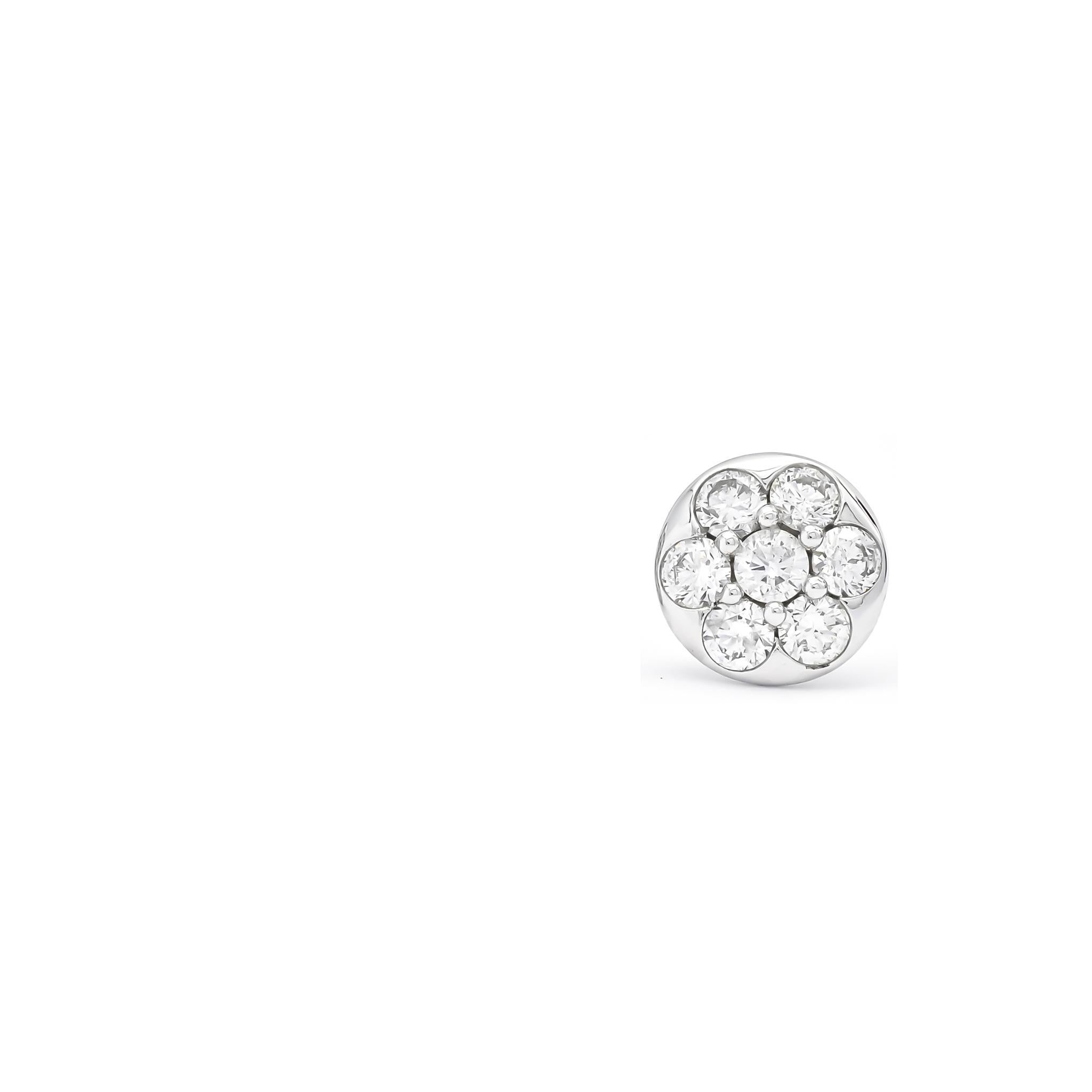 da uomo o donna Diamanti naturali 0,55 carati Orecchini a grappolo in oro bianco 18KT con fiori classici in vendita