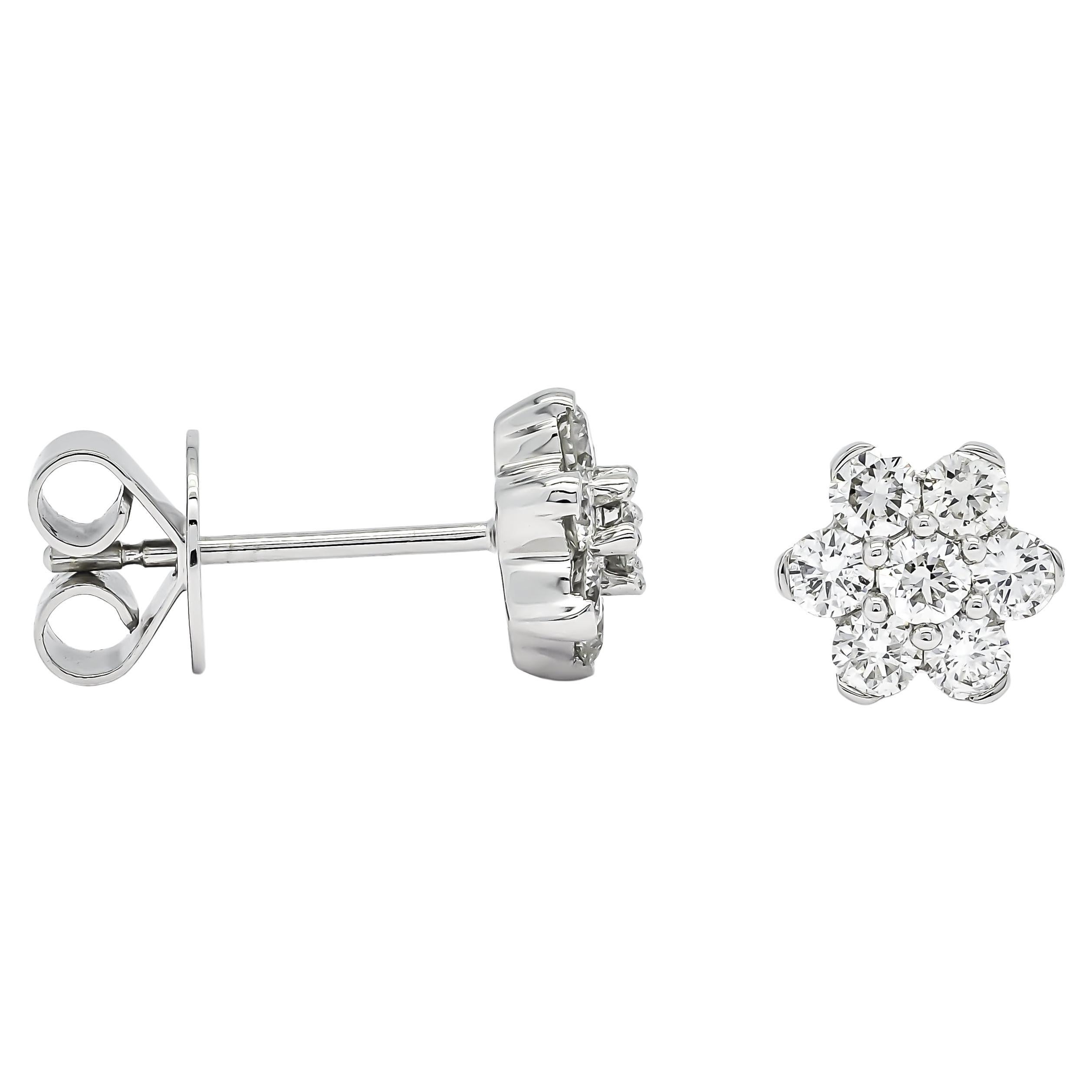 Natural Diamonds 0.74 carats 18KT White Gold Classic Round Earrings