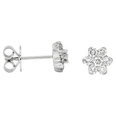 Natural Diamonds 0.74 carats 18KT White Gold Classic Round Earrings
