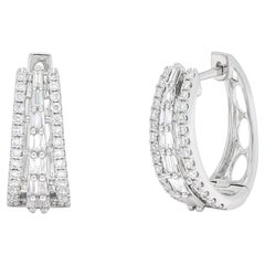 Diamanti naturali 0,75 carati in oro bianco 18KT Orecchini a cerchio Huggies