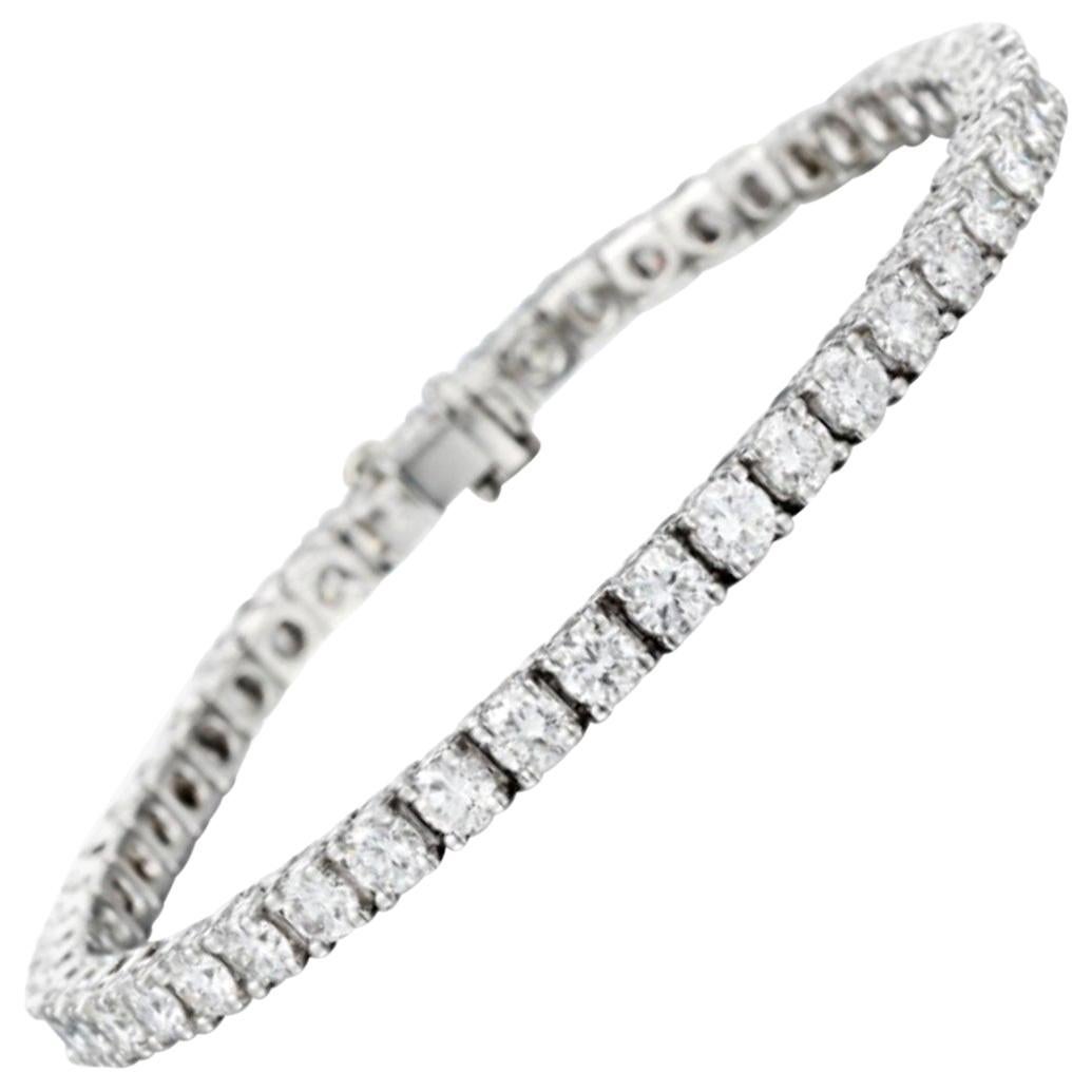 Natural Diamonds 10 Carat 18 Carat White Gold Tennis Bracelet F/G VS For Sale