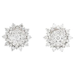 Orecchini classici a grappolo con diamanti naturali da 1,02 carati in oro bianco 18KT