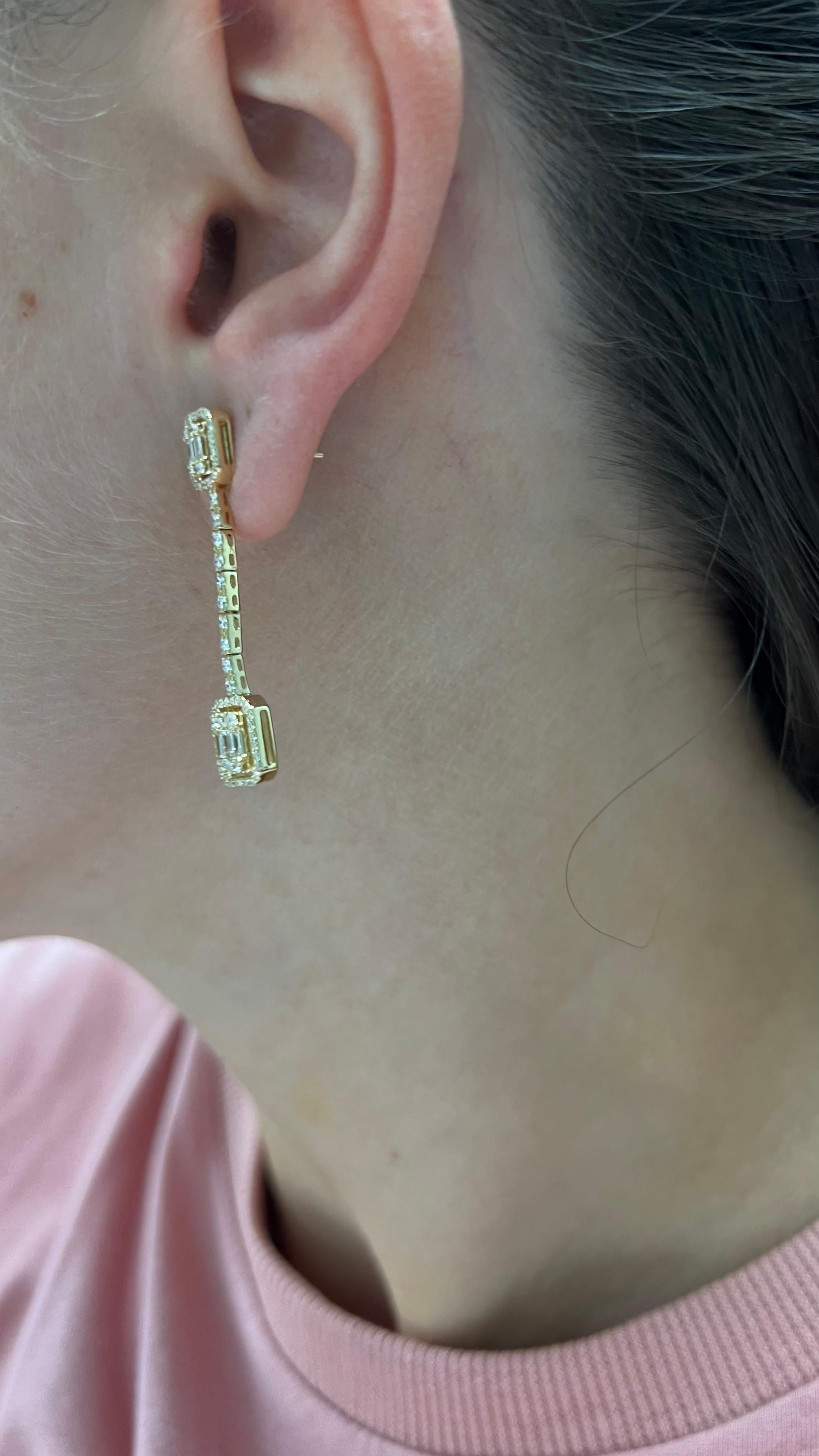 Natürliche Diamanten 1,26 Karat 18KT Weißgold Cocktail-Tropfen-Ohrringe mit natürlichen Diamanten im Angebot 5