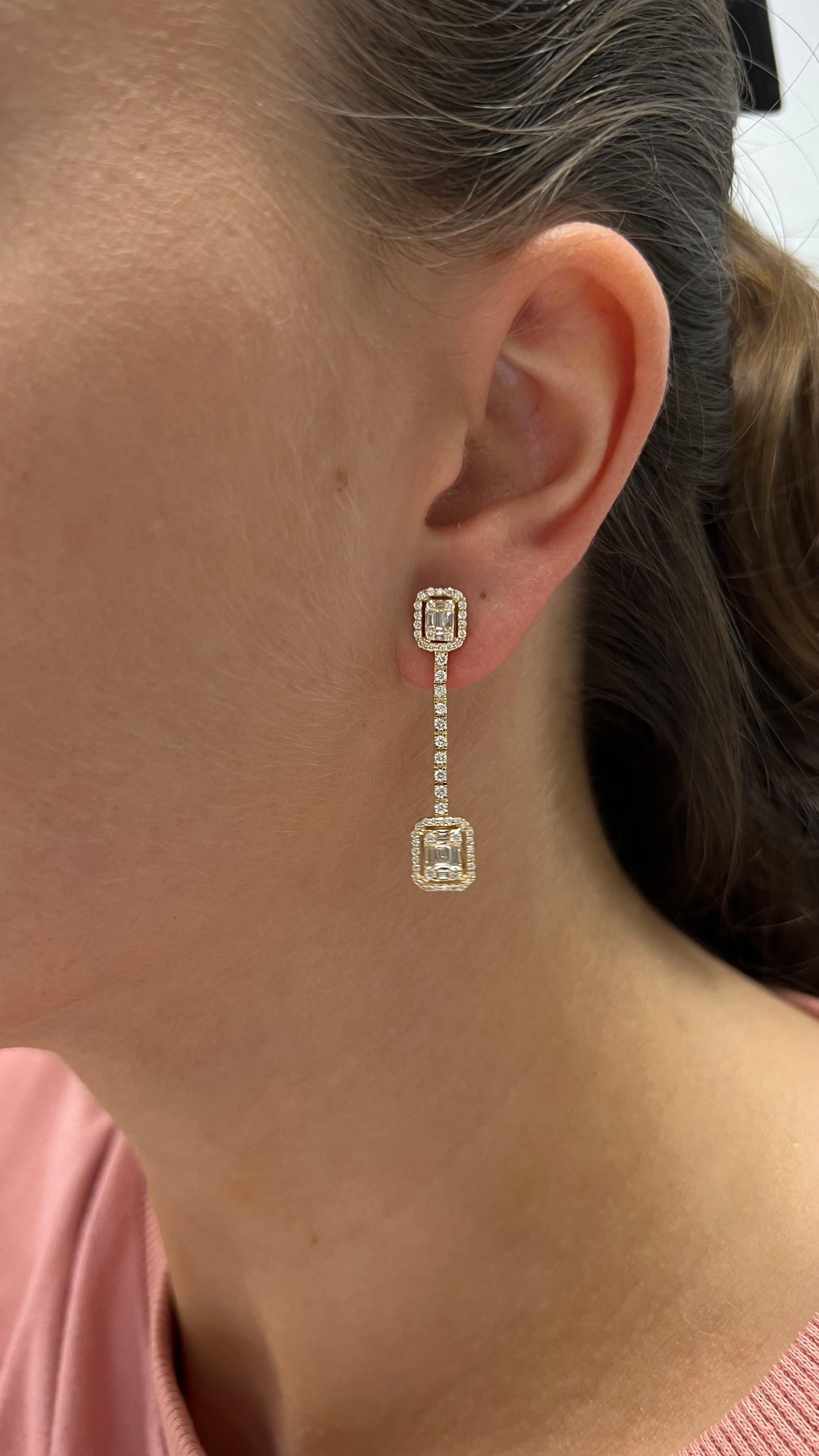 Natürliche Diamanten 1,26 Karat 18KT Weißgold Cocktail-Tropfen-Ohrringe mit natürlichen Diamanten Damen im Angebot