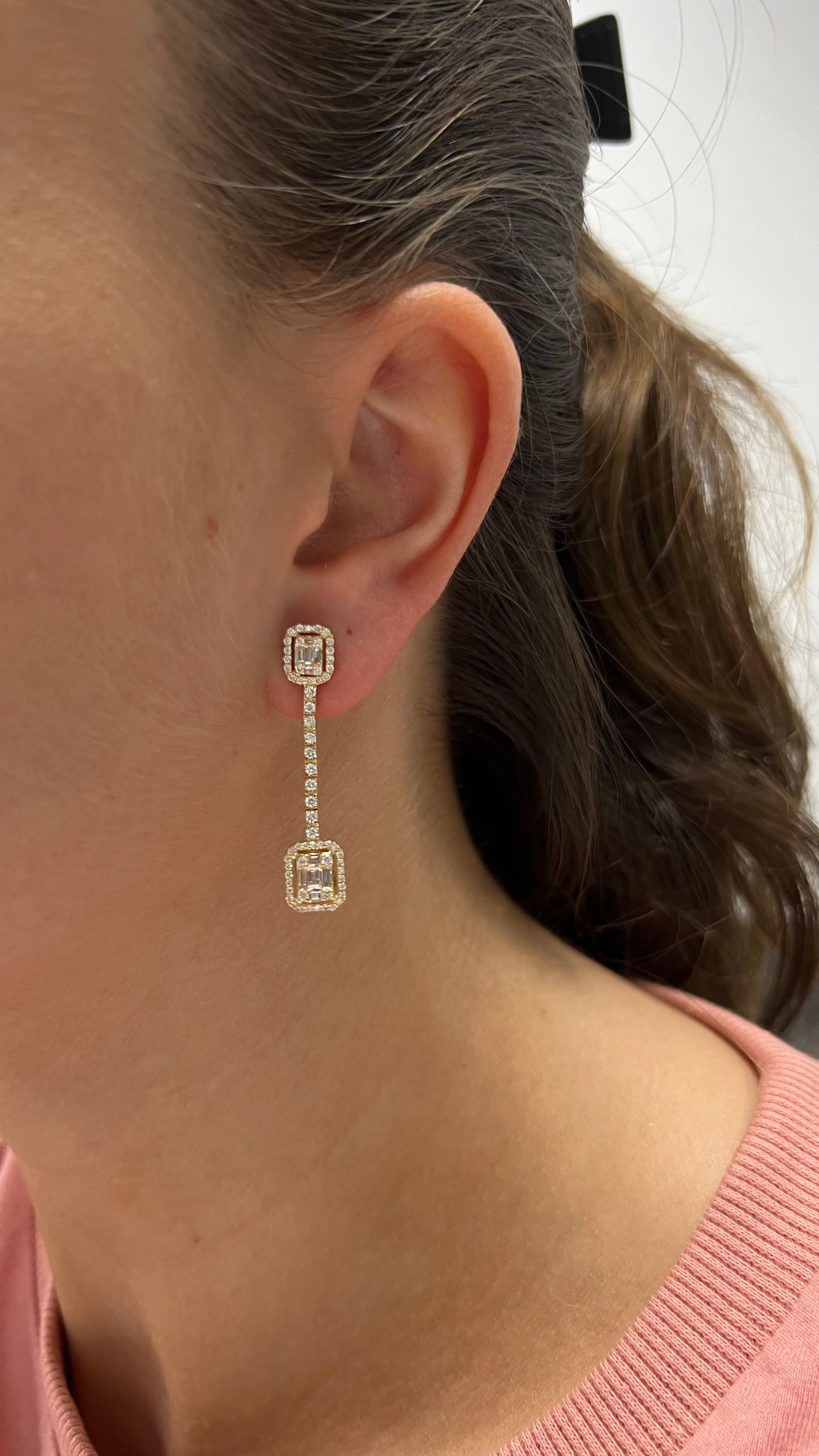 Natürliche Diamanten 1,26 Karat 18KT Weißgold Cocktail-Tropfen-Ohrringe mit natürlichen Diamanten im Angebot 1
