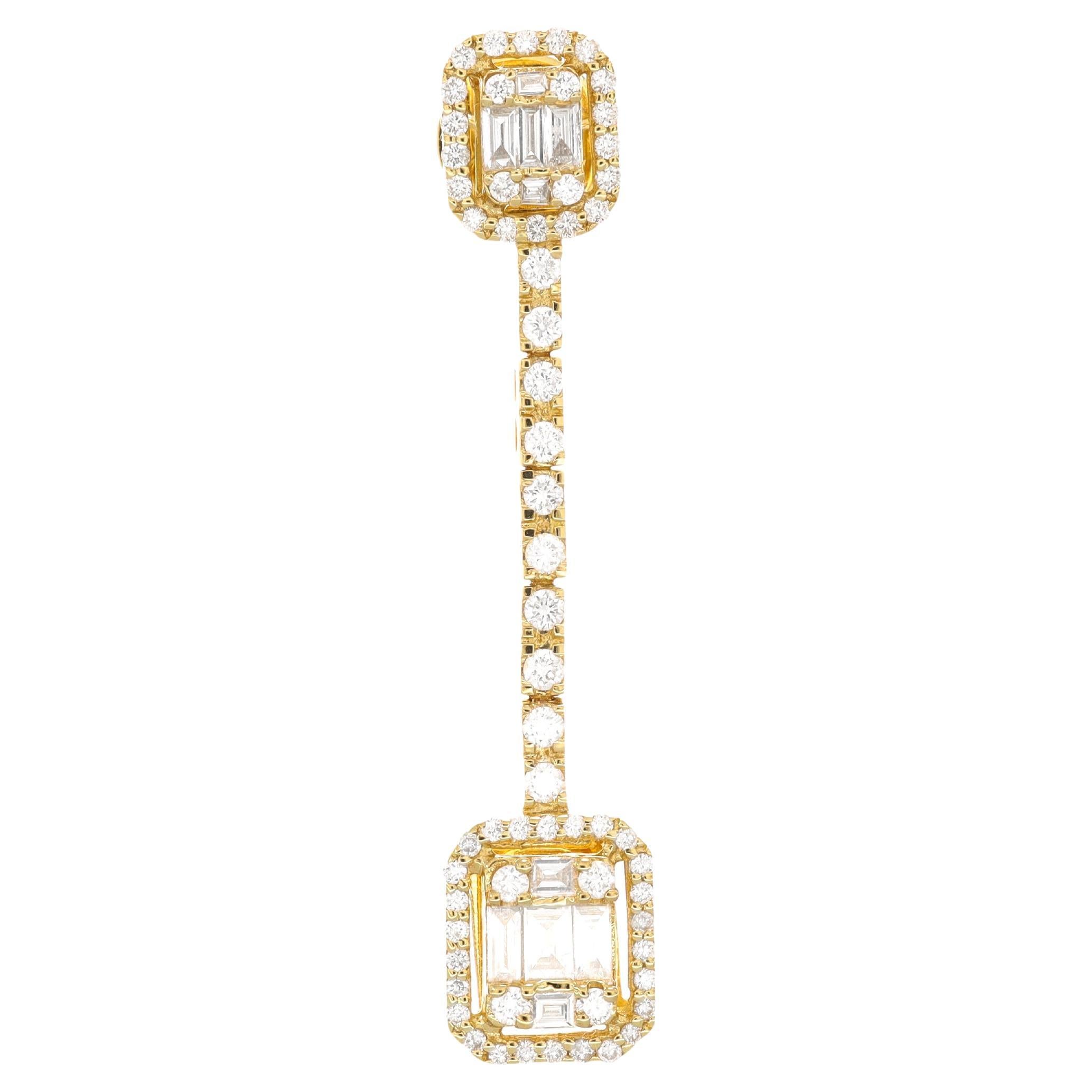 Natural Diamonds 1.26 Carats 18KT Yellow Gold Cocktail Dangler Drop Earrings
