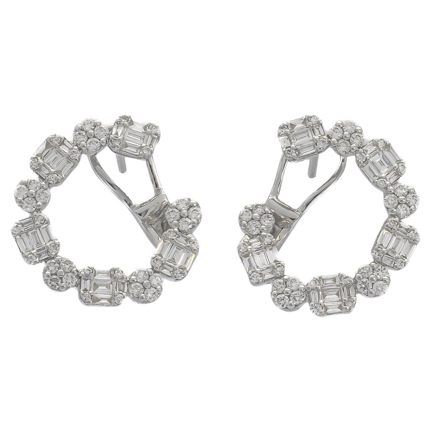 Natural Diamonds 1.40 Carats 18 Karats White Gold Exclusive Designer Earring