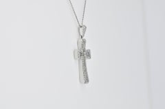 Natural Diamonds 1.42CT 18Karat White Gold Brilliant Baguette Cross Pendant
