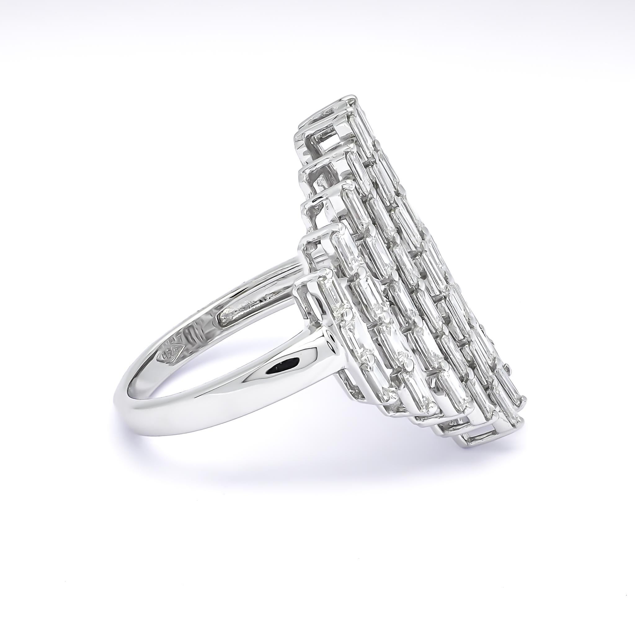 Natürliche Diamanten 1,50 Karat s18KT Weißgold Art Deco Form Art Deco Statement-Ring im Angebot 1