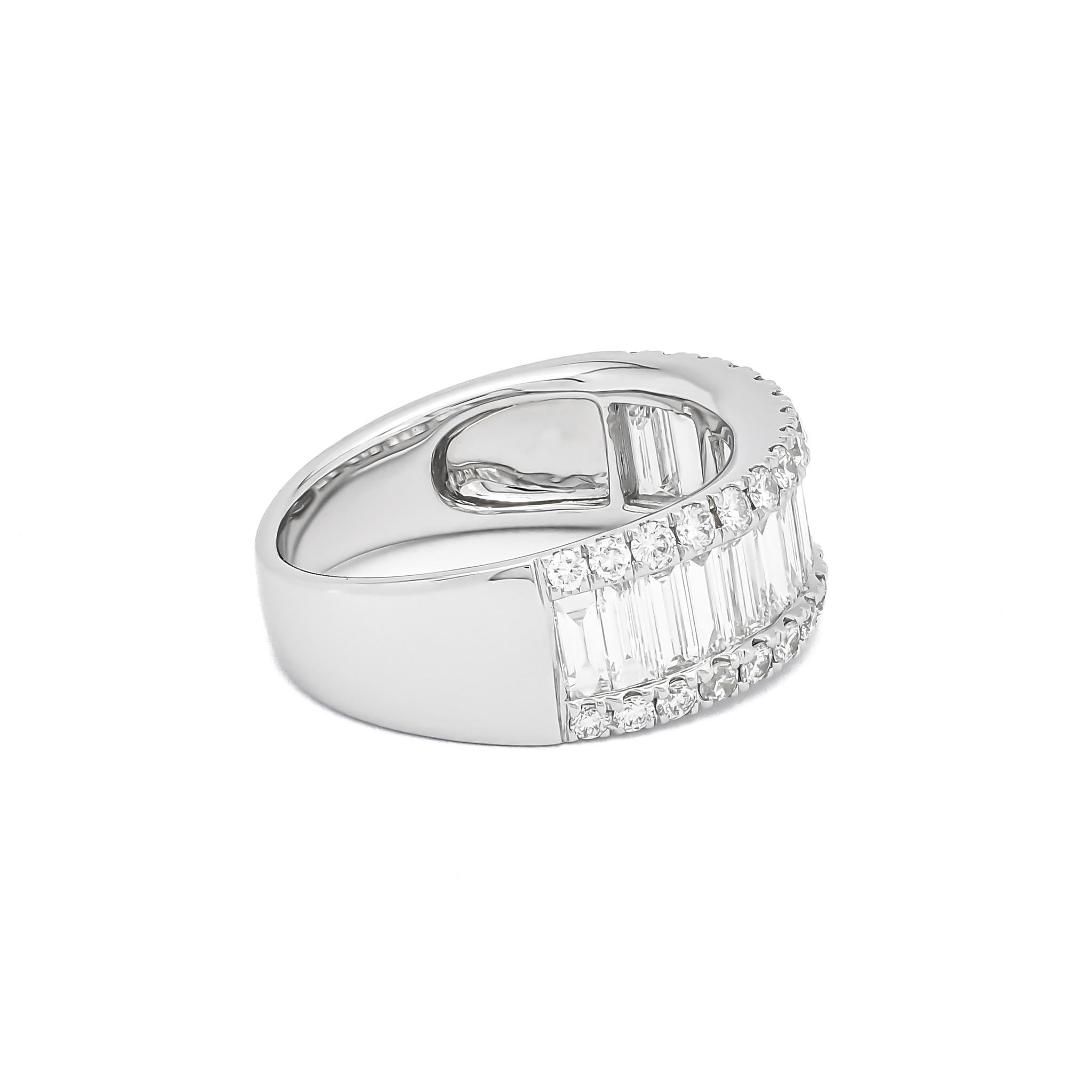 Natural Diamonds 1.78 cts 18 Karat White Gold Anniversary Half Band Ring For Sale 4