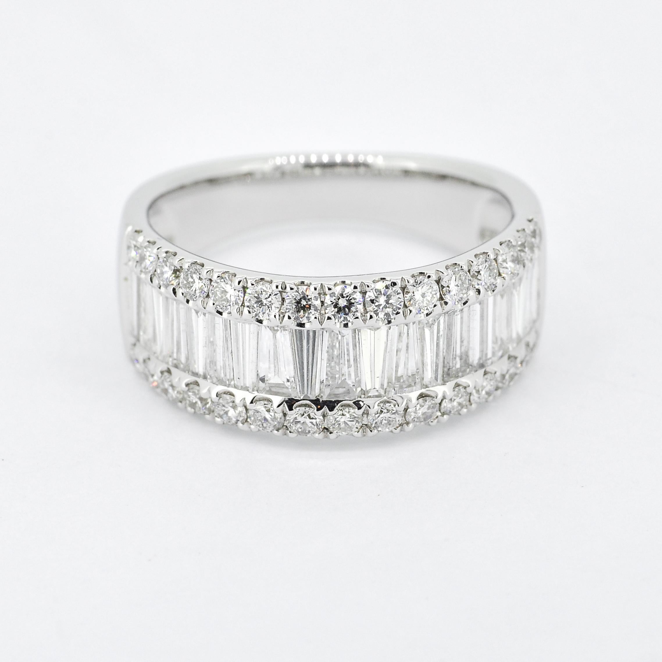 Natural Diamonds 1.78 cts 18 Karat White Gold Anniversary Half Band Ring For Sale 2