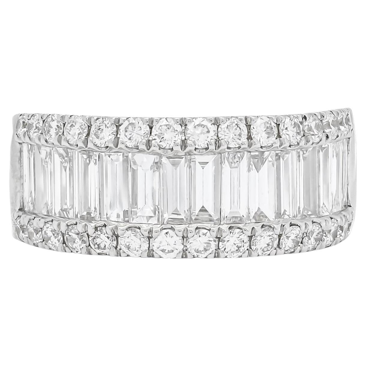 Natural Diamonds 1.78 cts 18 Karat White Gold Anniversary Half Band Ring