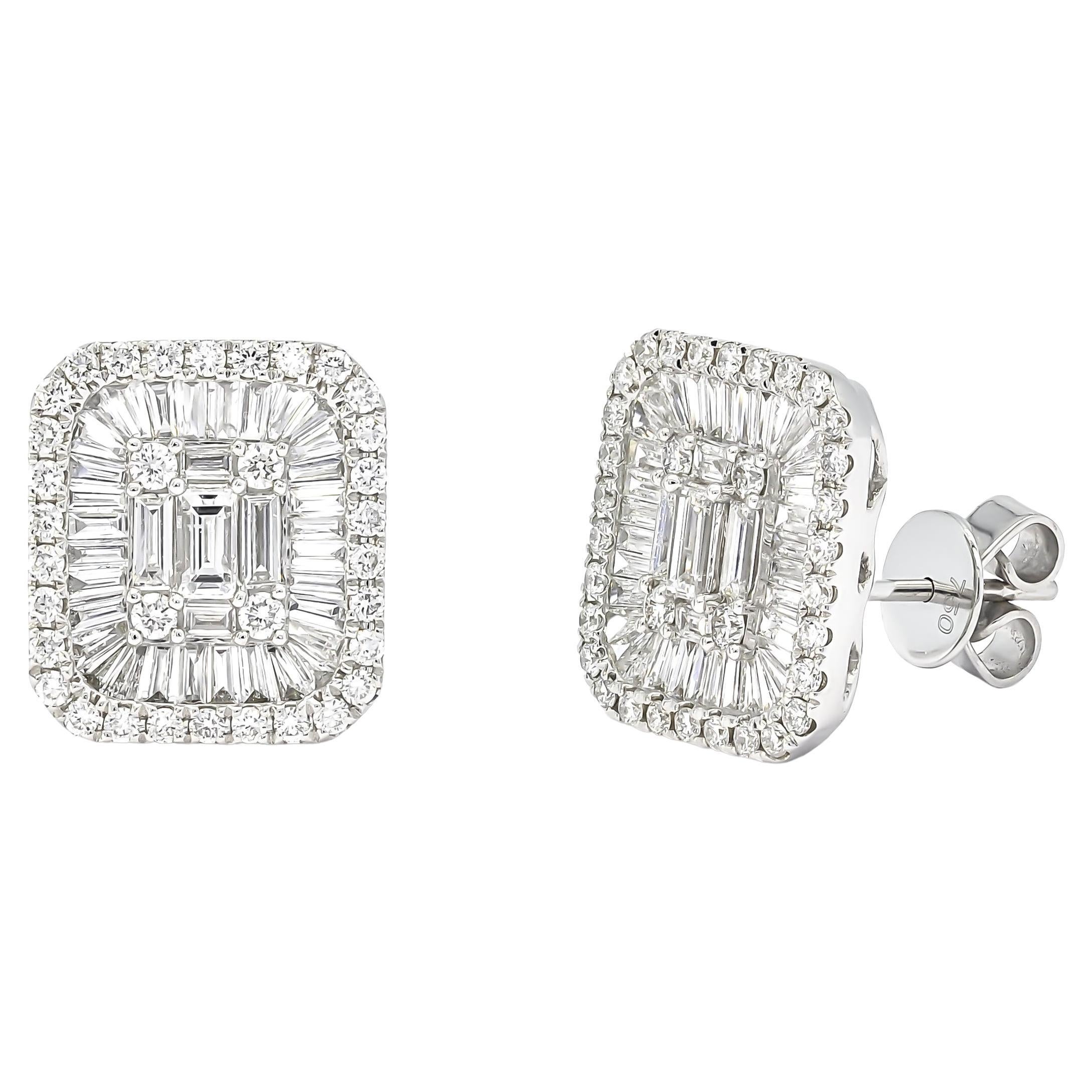 Diamants naturels 1.90 CTS Or jaune 18 carats  Boucles d'oreilles Halo Cluster en vente 2