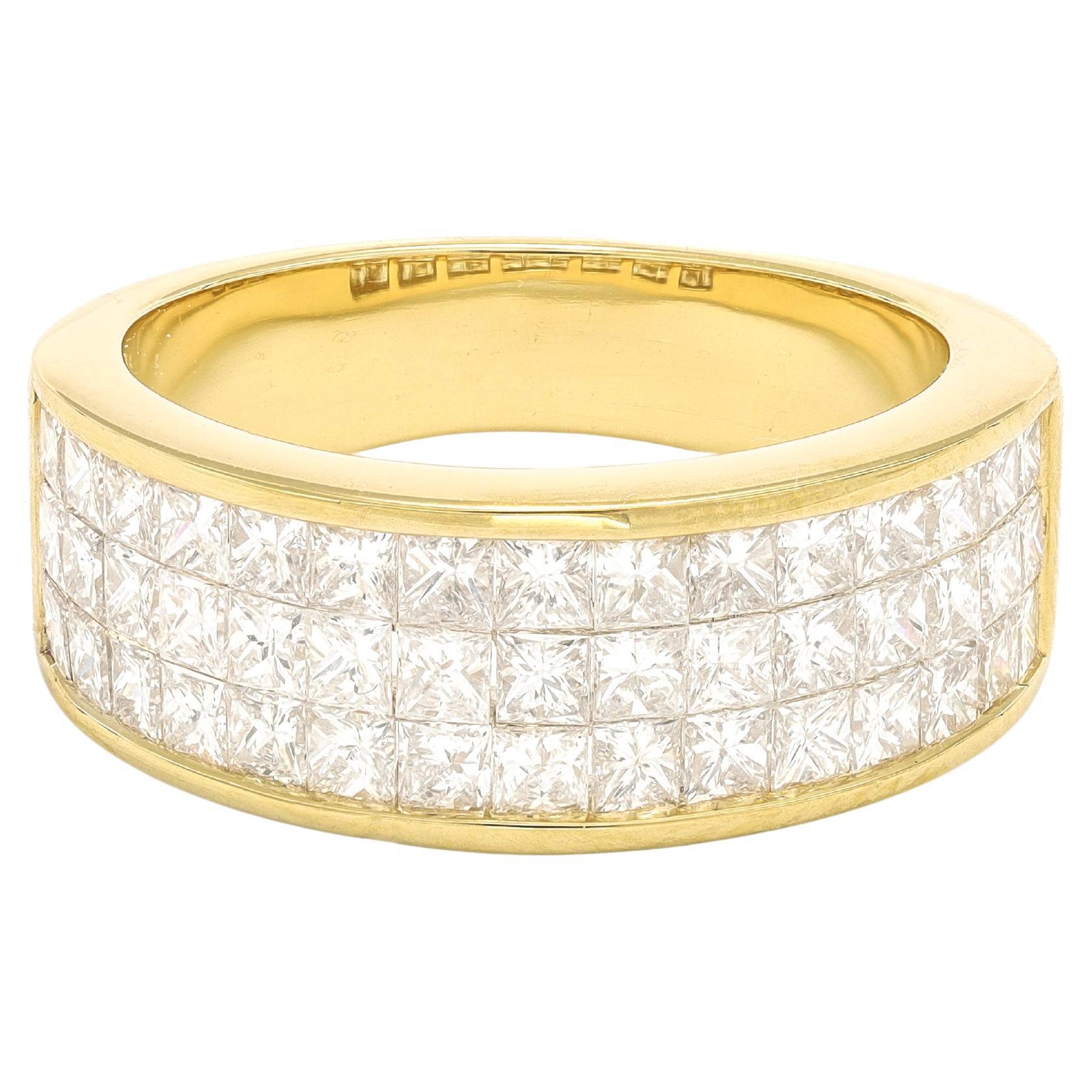 Diamantes naturales 2,10 quilates Alianza princesa de oro amarillo de 18 quilates
