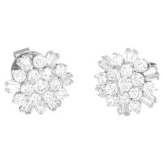 Orecchini classici a grappolo con diamanti naturali da 2,54 carati in oro bianco 18KT