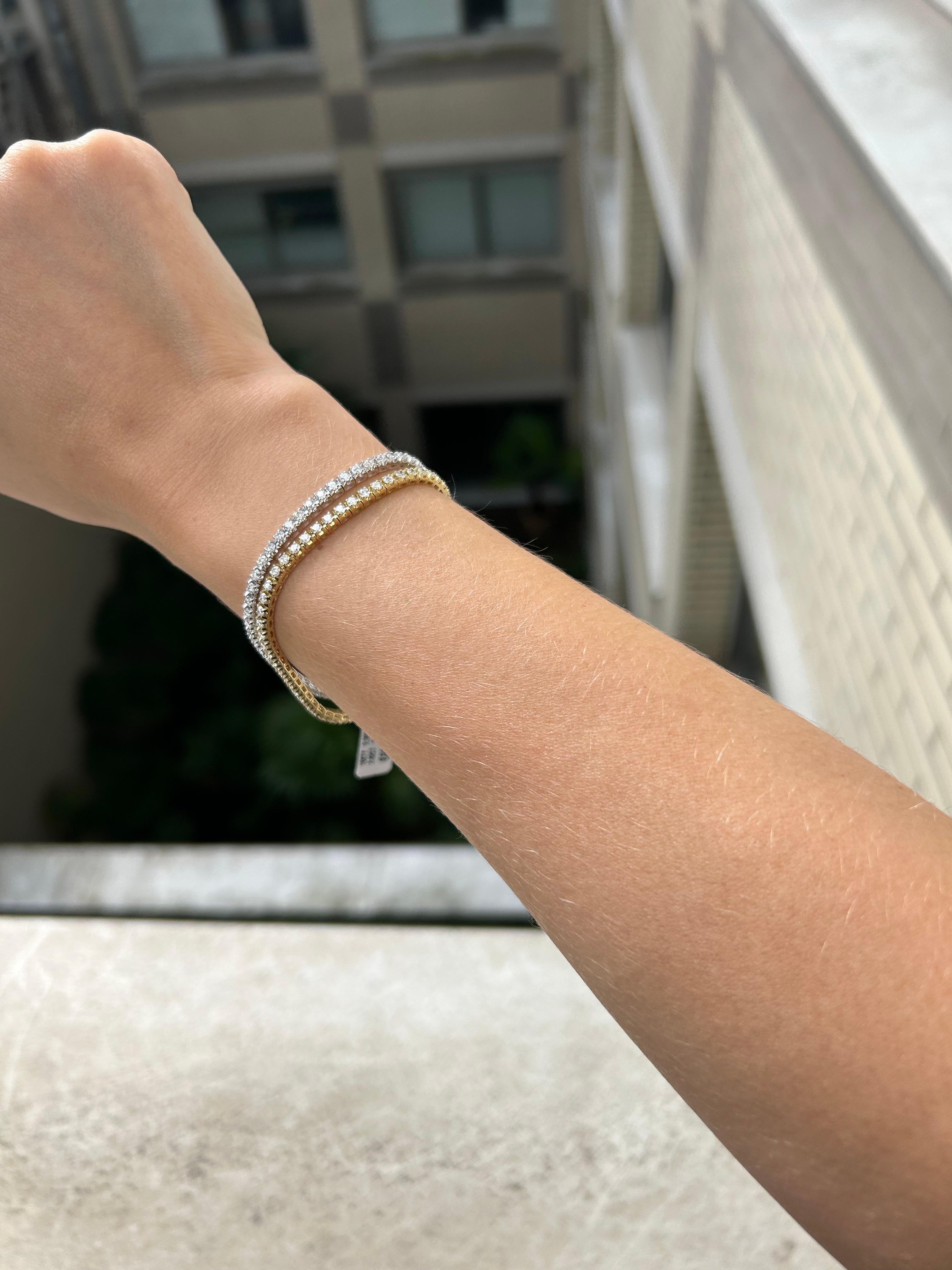 Diamantes naturales 5,00 quilates Oro blanco 18 quilates Pulsera de tenis clásica en venta 2